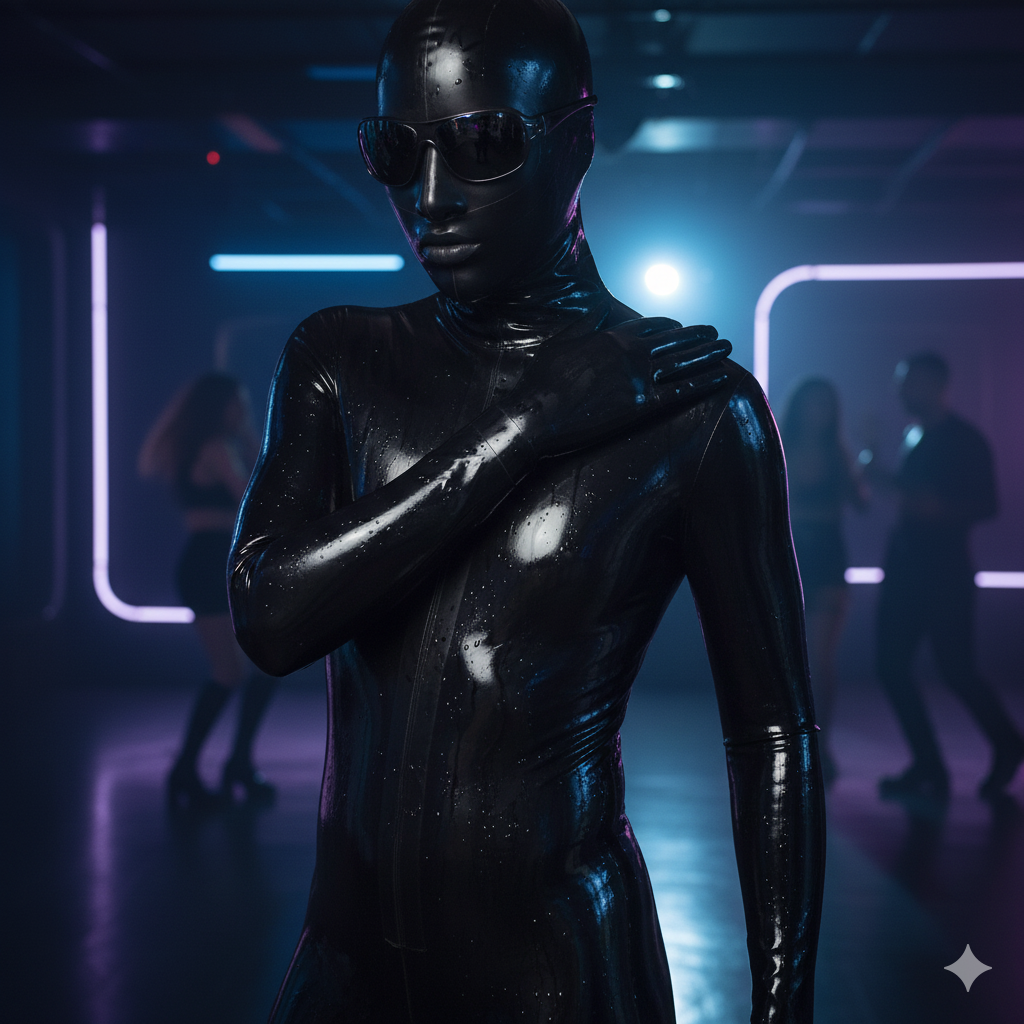 Whole Body Neck-Entry Silicone Bodysuit - Black Handmade Catsuit for Cosplay &amp; Fetish Play