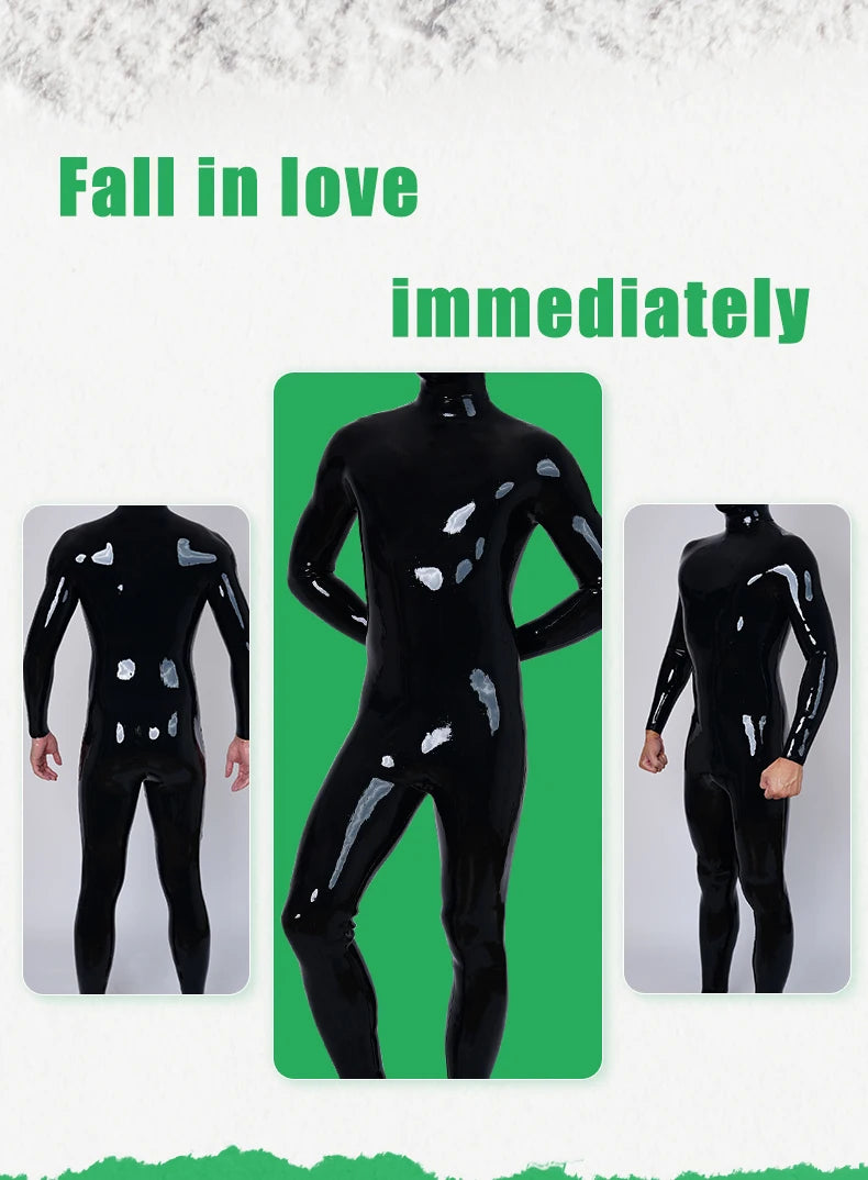 Whole Body Neck-Entry Silicone Bodysuit - Black Handmade Catsuit for Cosplay &amp; Fetish Play