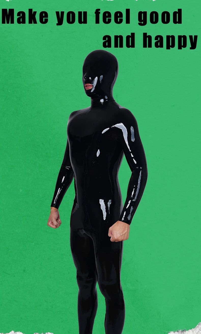Whole Body Neck-Entry Silicone Bodysuit - Black Handmade Catsuit for Cosplay &amp; Fetish Play