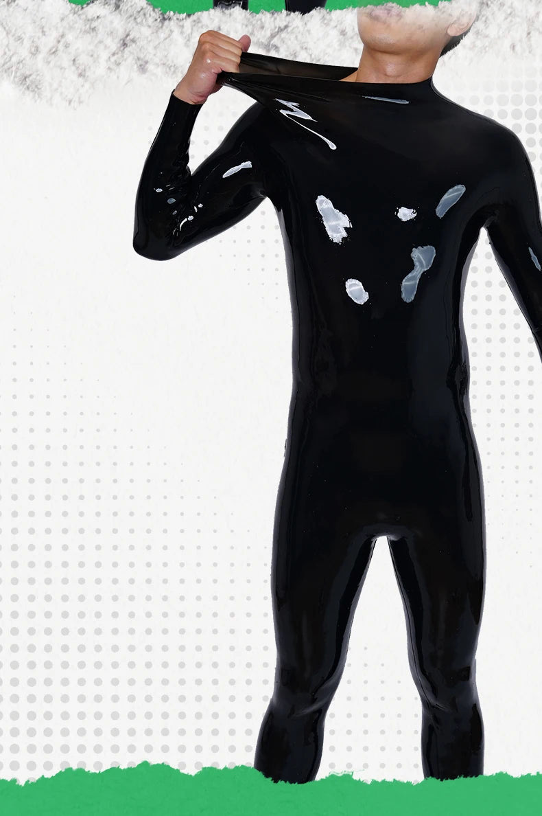 Whole Body Neck-Entry Silicone Bodysuit - Black Handmade Catsuit for Cosplay &amp; Fetish Play